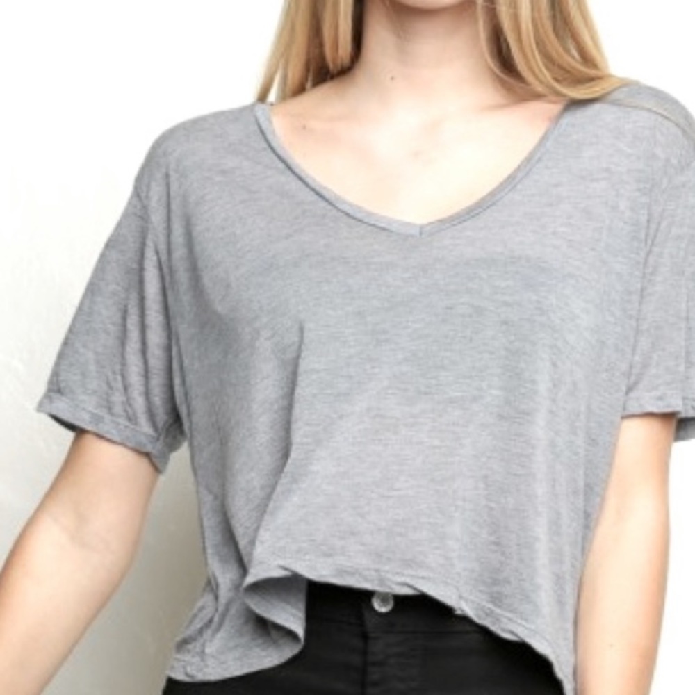 brandy melville grey flowy v neck